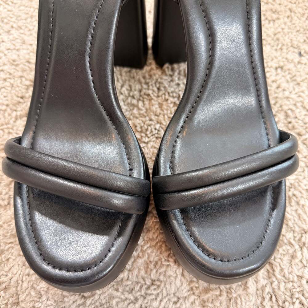 Michael Kors Black Platform Heels Womens 9.5M Leather Ankle Strap EUC - Picture 5 of 9